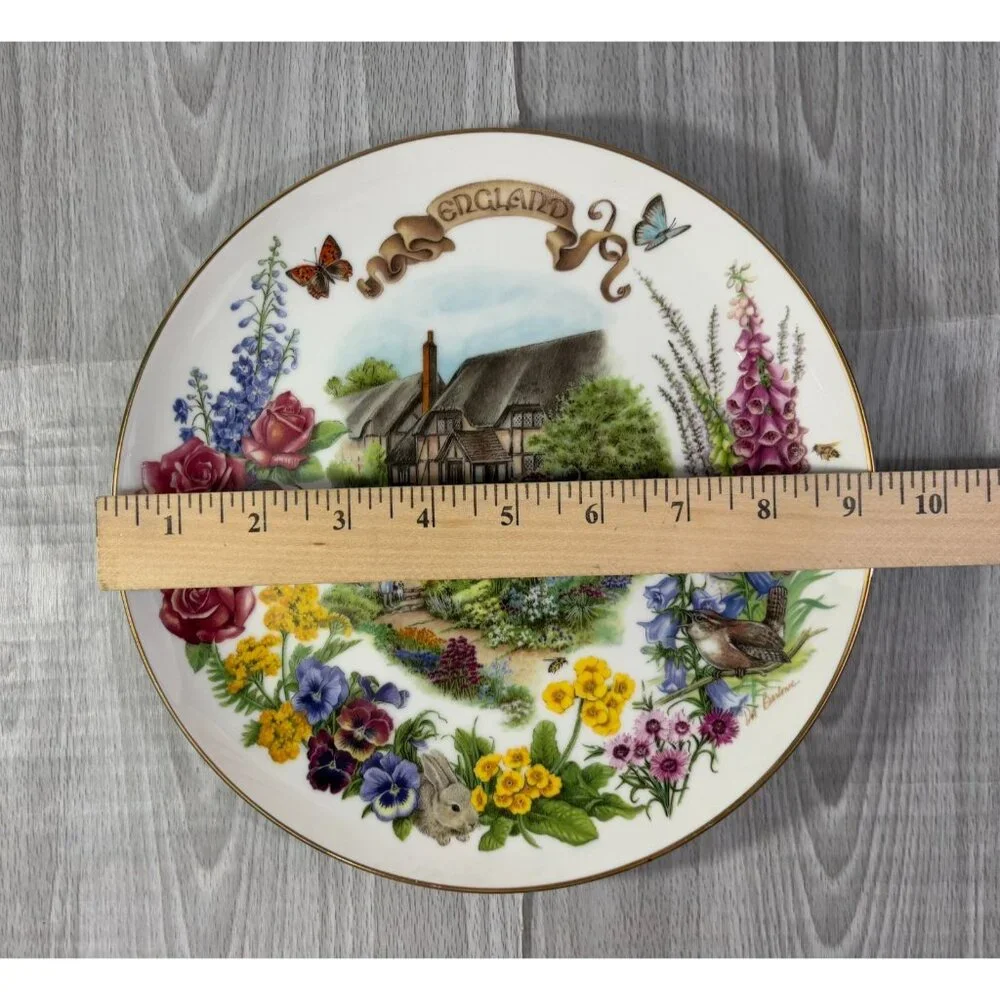 RECO 1988 By Dot Barlowe Plate Gardens flowers floral set x 7 made in USA